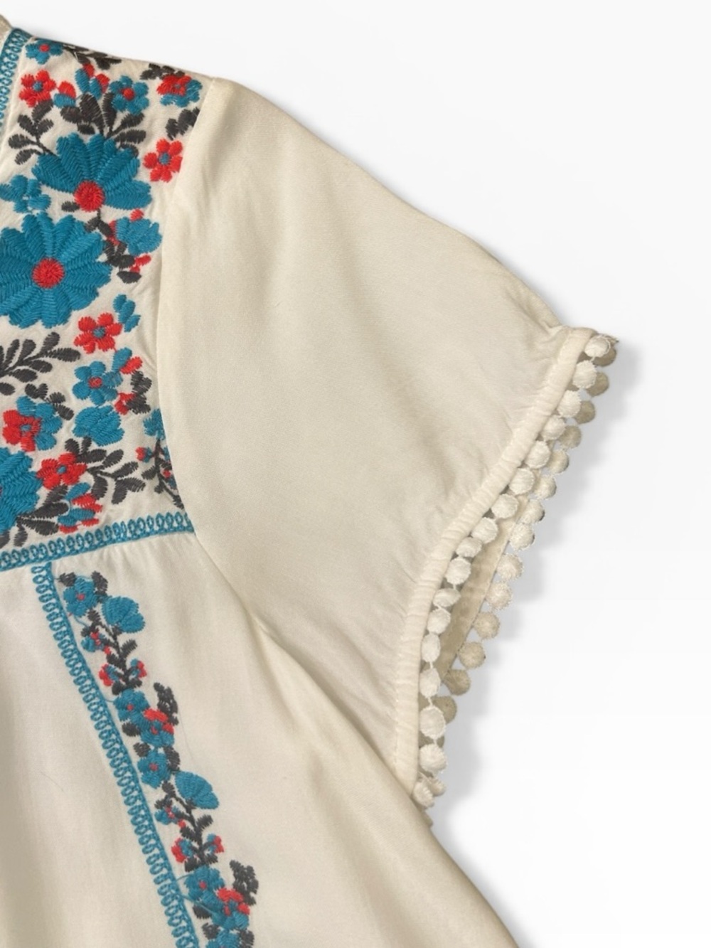 Savanna Jane Floral Embroidered Short Sleeve Square Neck Top White Size Small - Picture 9 of 13